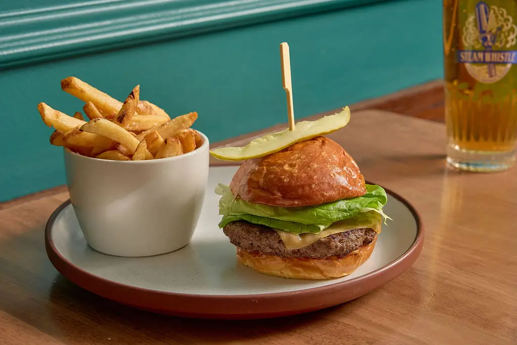 Signature burger at HotHouse Restaurant Toronto near St Lawrence Market